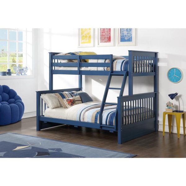Twin/Full Storage Bunk Bed, Navy Blue Finish