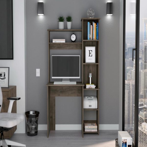 Aramis Desk With Hutch, Five Shelves