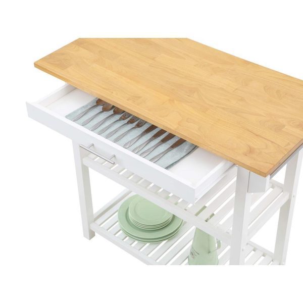 Designs2Go 3 Tier Butcher Block Kitchen Prep Island with Drawer, Butcher Block/White