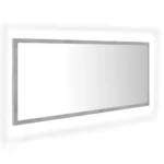 vidaxl led bathroom mirror concrete gray 39.4"x3.3"x14.6" acrylic