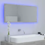vidaxl led bathroom mirror concrete gray 39.4"x3.3"x14.6" acrylic