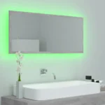 vidaxl led bathroom mirror concrete gray 39.4"x3.3"x14.6" acrylic