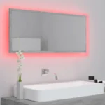 vidaxl led bathroom mirror concrete gray 39.4"x3.3"x14.6" acrylic