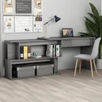 vidaxl corner desk high gloss gray 78.7"x19.7"x29.9" engineered wood
