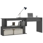 vidaxl corner desk high gloss gray 78.7"x19.7"x29.9" engineered wood